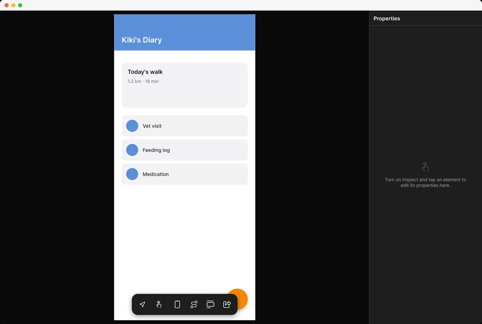 Running app screen