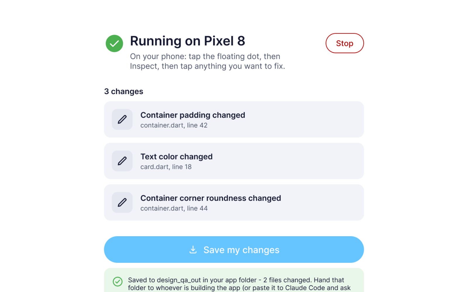 Vera Companion App recording modifications